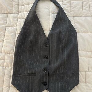 Abercrombie & Fitch Gray Pinstripe Vest